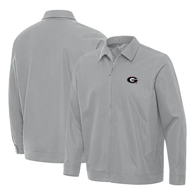 Men's Antigua Gray Georgia Bulldogs Pivot Full-Zip Jacket