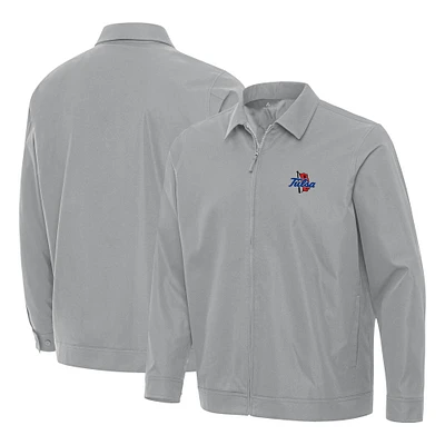 Men's Antigua Gray Tulsa Golden Hurricane Pivot Full-Zip Jacket
