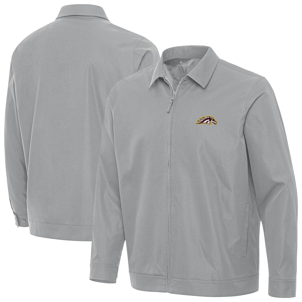 Men's Antigua Gray Western Michigan Broncos Pivot Full-Zip Jacket