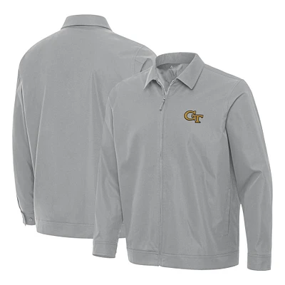 Men's Antigua Gray Georgia Tech Yellow Jackets Pivot Full-Zip Jacket