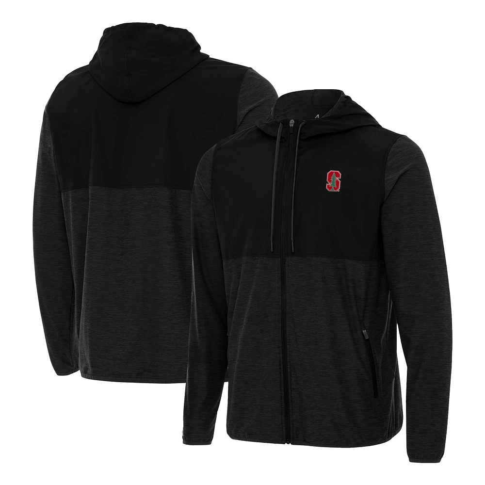 Men's Antigua Black Stanford Cardinal Sway Full-Zip Hoodie