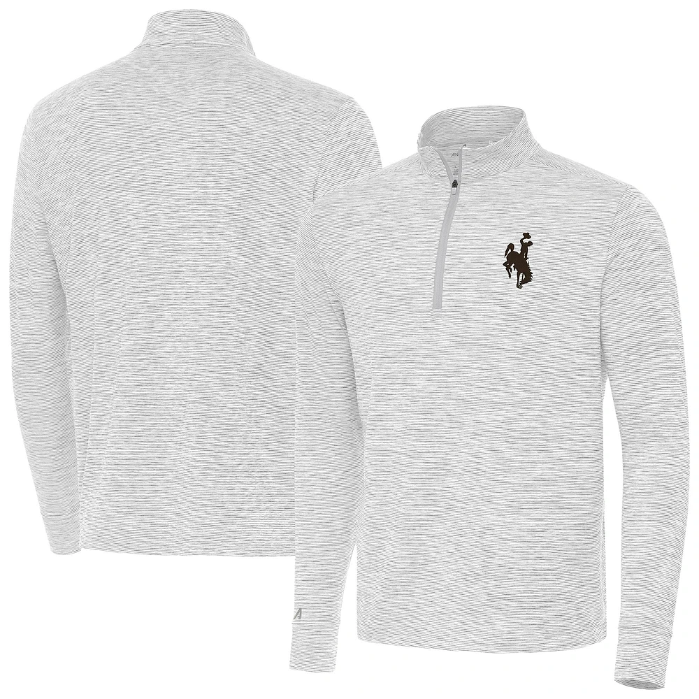 Men's Antigua Gray Wyoming Cowboys Cause Quarter-Zip Top