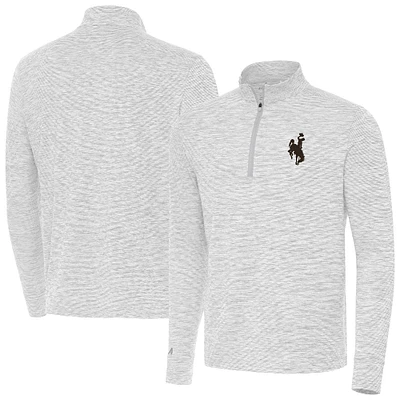 Men's Antigua Gray Wyoming Cowboys Cause Quarter-Zip Top