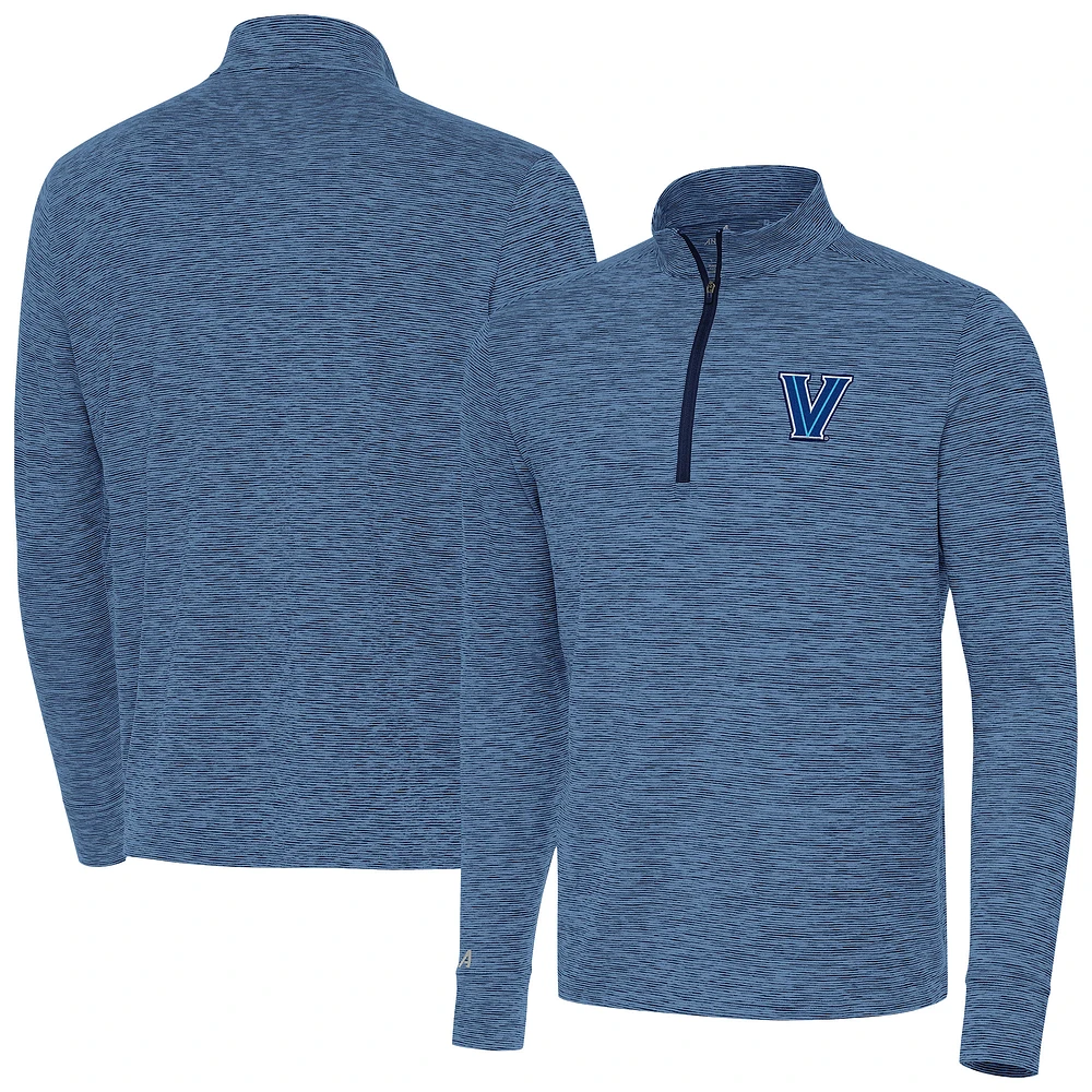 Men's Antigua Heather Navy Villanova Wildcats Cause Quarter-Zip Top