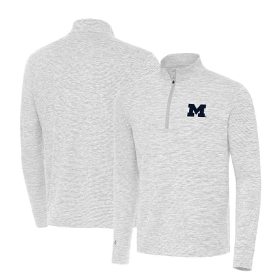 Men's Antigua Gray Michigan Wolverines Cause Quarter-Zip Top