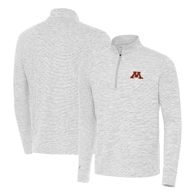 Men's Antigua Gray Minnesota Golden Gophers Cause Quarter-Zip Top