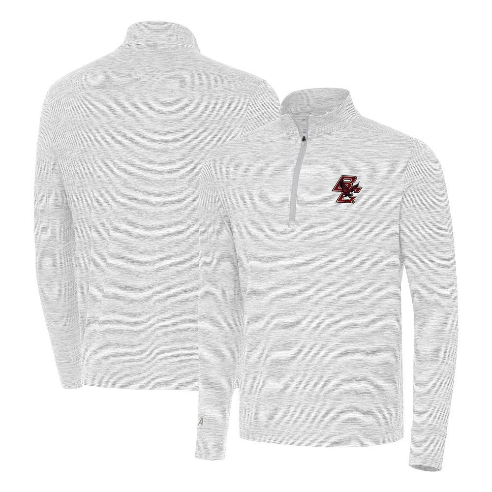 Men's Antigua Gray Boston College Eagles Cause Quarter-Zip Top