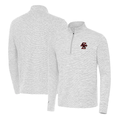 Men's Antigua Gray Boston College Eagles Cause Quarter-Zip Top