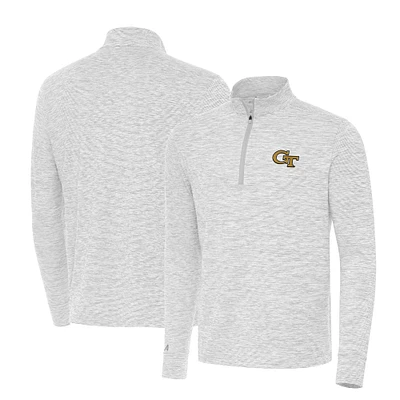 Men's Antigua Gray Georgia Tech Yellow Jackets Cause Quarter-Zip Top
