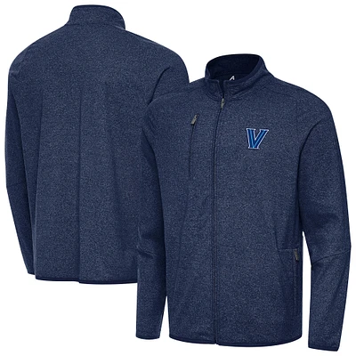 Men's Antigua Heather Navy Villanova Wildcats Hold-Up Full-Zip Jacket