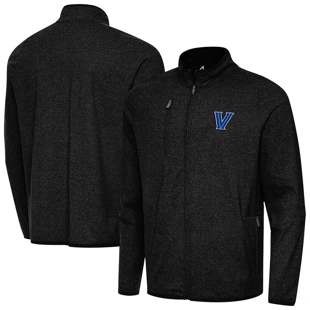 Men's Antigua Heather Black Villanova Wildcats Hold-Up Full-Zip Jacket