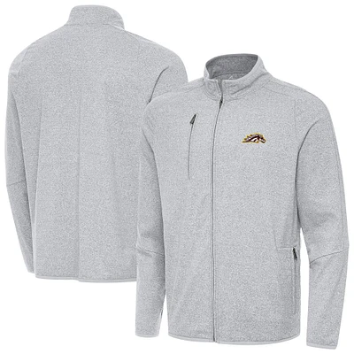 Men's Antigua Heather Gray Western Michigan Broncos Hold-Up Full-Zip Jacket