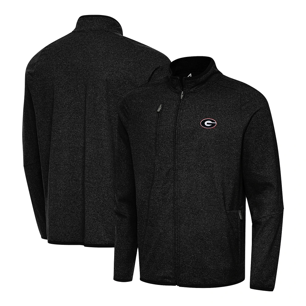 Men's Antigua Heather Black Georgia Bulldogs Hold-Up Full-Zip Jacket