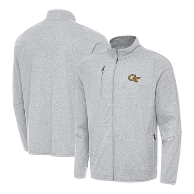 Men's Antigua Heather Georgia Tech Yellow Jackets Hold-Up Full-Zip Jacket