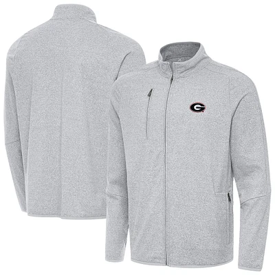 Men's Antigua Heather Gray Georgia Bulldogs Hold-Up Full-Zip Jacket