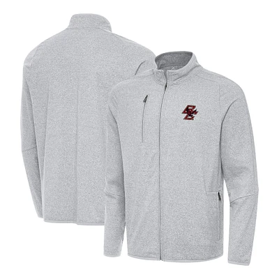 Men's Antigua Heather Gray Boston College Eagles Hold-Up Full-Zip Jacket