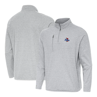 Men's Antigua Heather Gray Tulsa Golden Hurricane Certain Tri-Blend Quarter-Zip Top