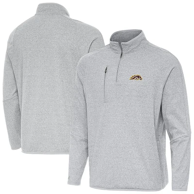 Men's Antigua Heather Gray Western Michigan Broncos Certain Tri-Blend Quarter-Zip Top