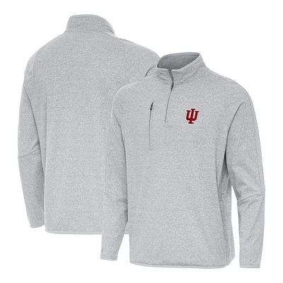 Men's Antigua Heather Gray Indiana Hoosiers Certain Tri-Blend Quarter-Zip Top