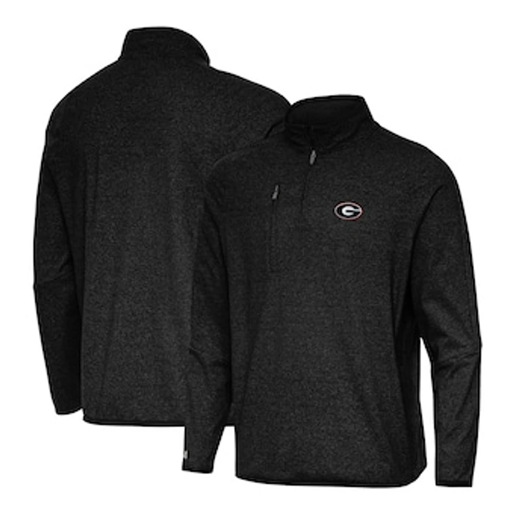 Men's Antigua Heather Black Georgia Bulldogs Certain Tri-Blend Quarter-Zip Top