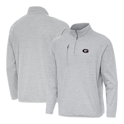 Men's Antigua Heather Georgia Bulldogs Certain Tri-Blend Quarter-Zip Top