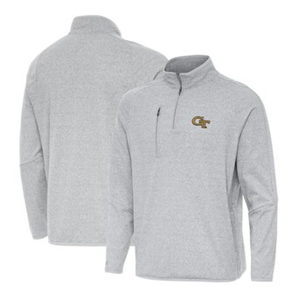 Men's Antigua Heather Georgia Tech Yellow Jackets Certain Tri-Blend Quarter-Zip Top