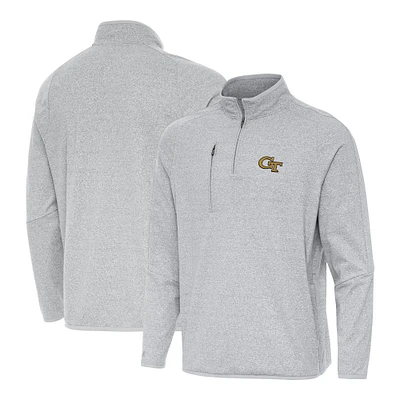 Men's Antigua Heather Georgia Tech Yellow Jackets Certain Tri-Blend Quarter-Zip Top