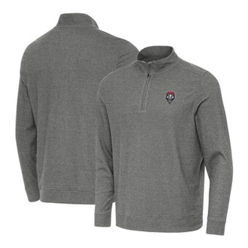 Men's Antigua Heather Charcoal New Mexico Lobos Subtle Quarter-Zip Top
