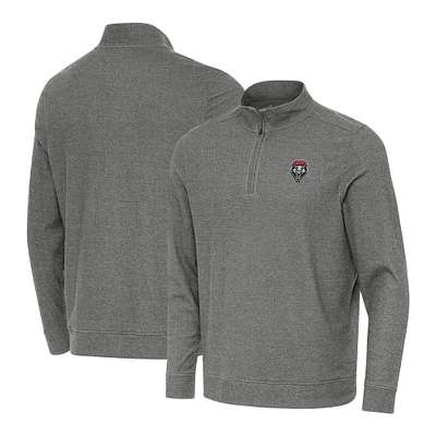 Men's Antigua Heather Charcoal New Mexico Lobos Subtle Quarter-Zip Top