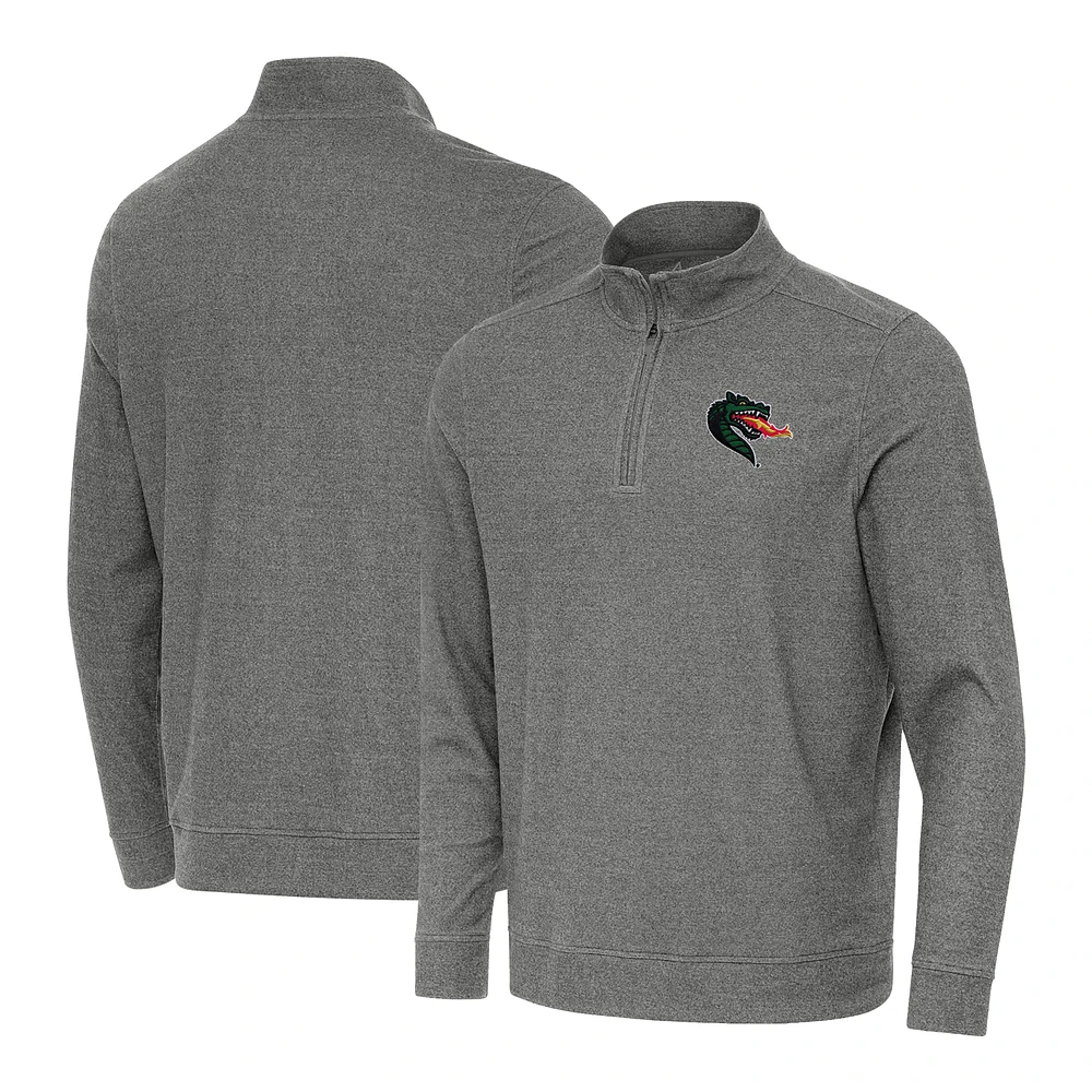 Men's Antigua Heather Charcoal UAB Blazers Subtle Quarter-Zip Top