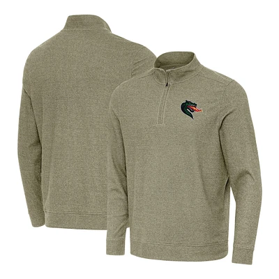 Men's Antigua Heather Olive UAB Blazers Subtle Quarter-Zip Top