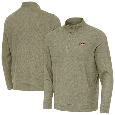 Men's Antigua Heather Olive Western Michigan Broncos Subtle Quarter-Zip Top