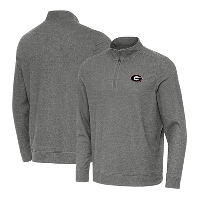 Men's Antigua Heather Charcoal Georgia Bulldogs Subtle Quarter-Zip Top