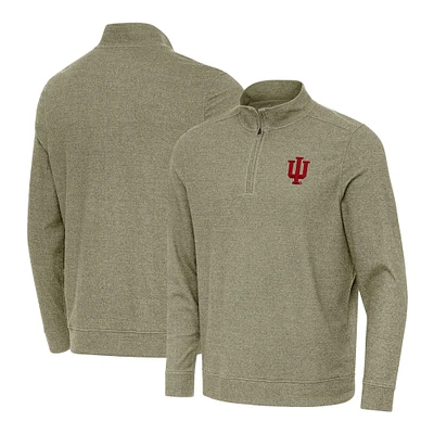 Men's Antigua Heather Olive Indiana Hoosiers Subtle Quarter-Zip Top