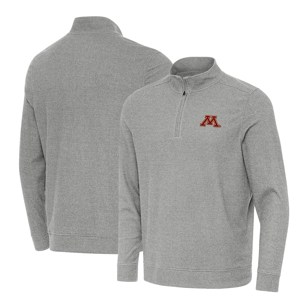 Men's Antigua Heather Gray Minnesota Golden Gophers Subtle Quarter-Zip Top