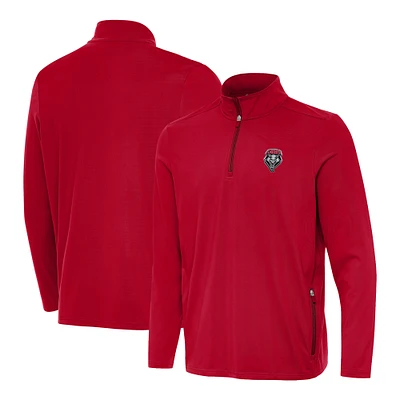 Men's Antigua Cherry New Mexico Lobos Perilous Quarter-Zip Top