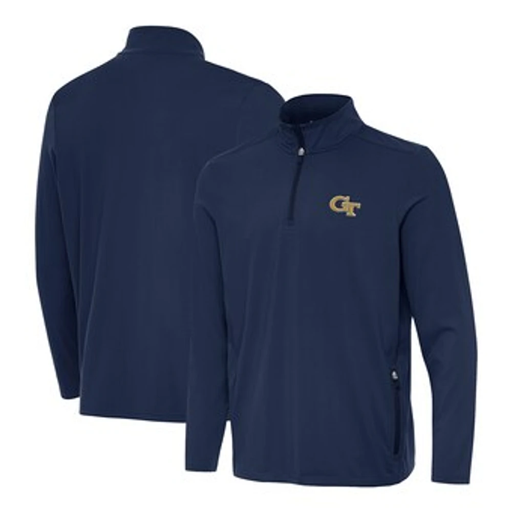 Men's Antigua Navy Georgia Tech Yellow Jackets Perilous Quarter-Zip Pullover Top