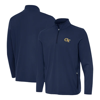Men's Antigua Navy Georgia Tech Yellow Jackets Perilous Quarter-Zip Pullover Top