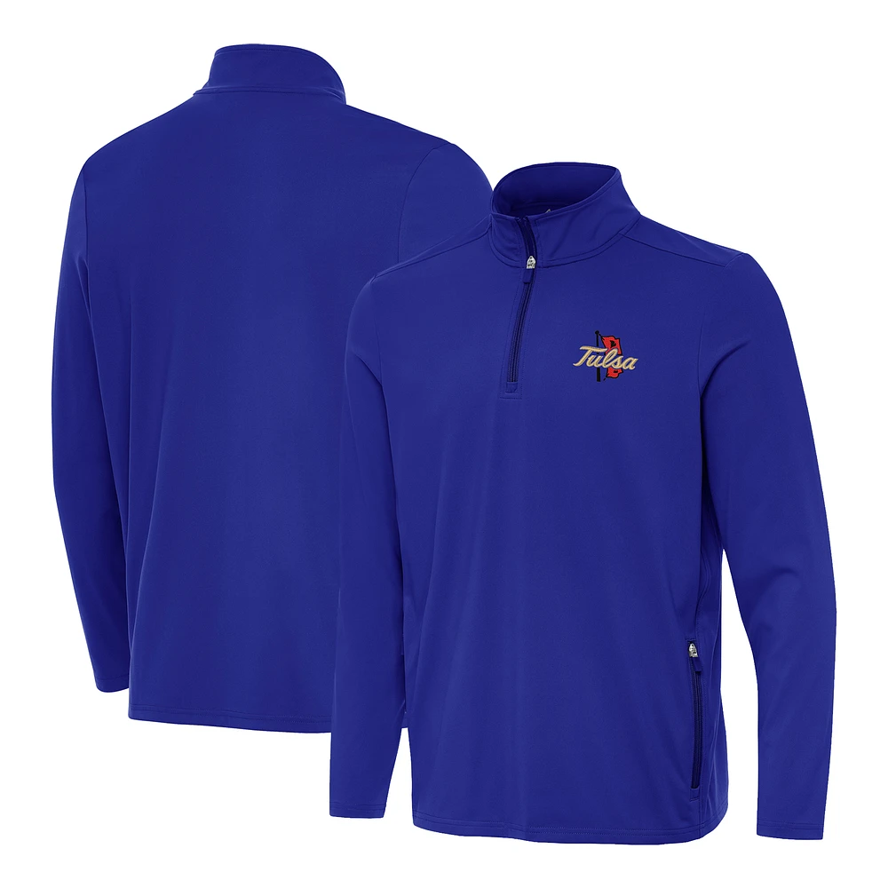 Men's Antigua Royal Tulsa Golden Hurricane Perilous Quarter-Zip Pullover Top