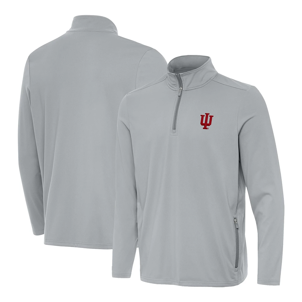Men's Antigua Gray Indiana Hoosiers Perilous Quarter-Zip Pullover Top