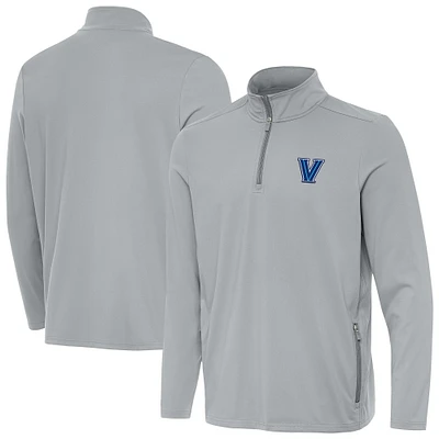 Men's Antigua Gray Villanova Wildcats Perilous Quarter-Zip Pullover Top