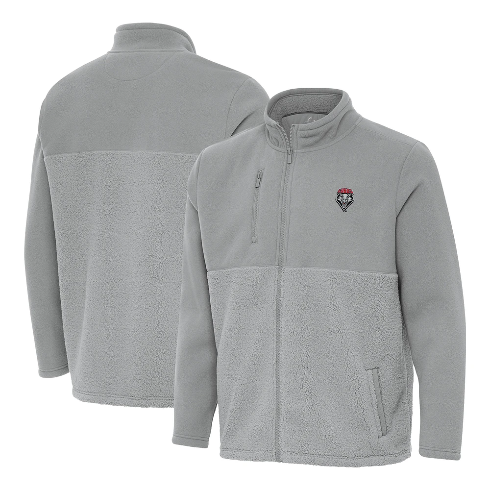 Men's Antigua Gray New Mexico Lobos Daily Fused Full-Zip Jacket