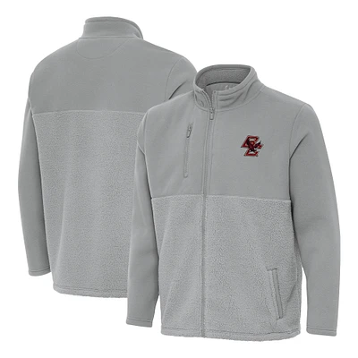 Men's Antigua Gray Boston College Eagles Daily Fused Full-Zip Jacket