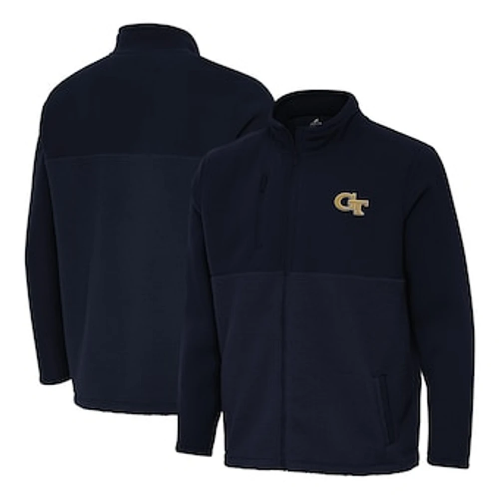 Men's Antigua Navy Georgia Tech Yellow Jackets Daily Fused Full-Zip Jacket
