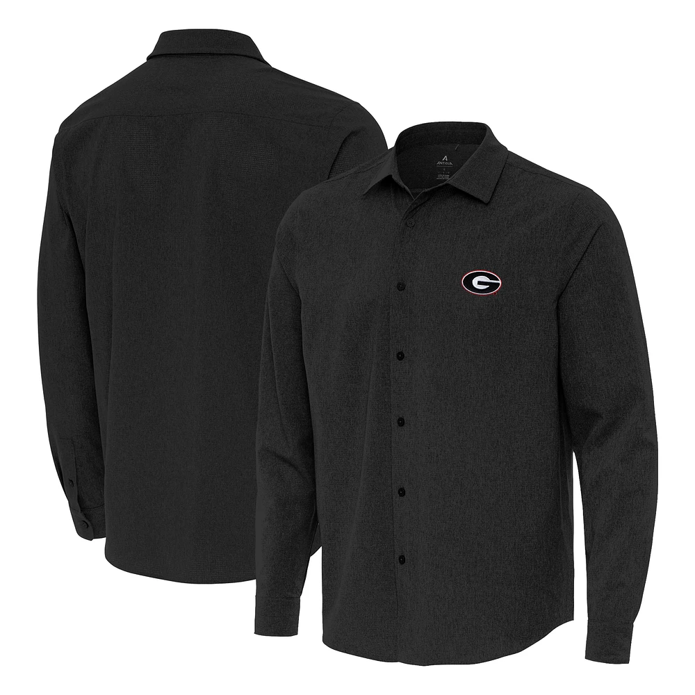 Men's Antigua Georgia Bulldogs Exposure Woven Long Sleeve Button-Up Shirt
