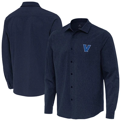 Men's Antigua Navy Villanova Wildcats Exposure Woven Long Sleeve Button-Up Shirt
