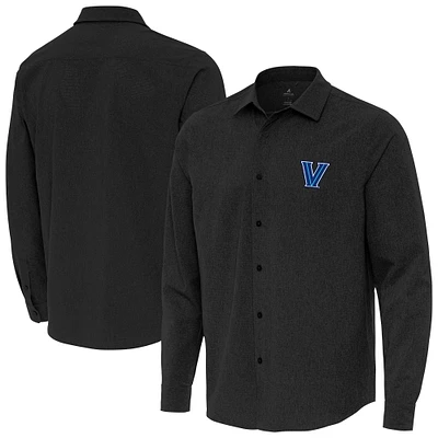 Men's Antigua Black Villanova Wildcats Exposure Woven Long Sleeve Button-Up Shirt