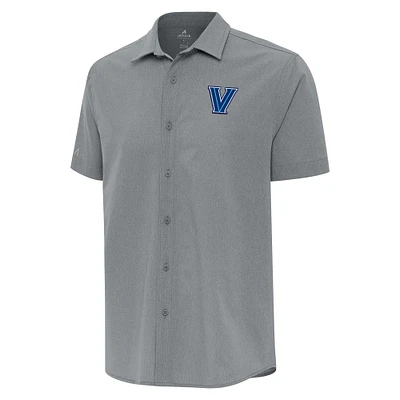 Men's Antigua Gray Villanova Wildcats Activate Woven Button-Up Shirt
