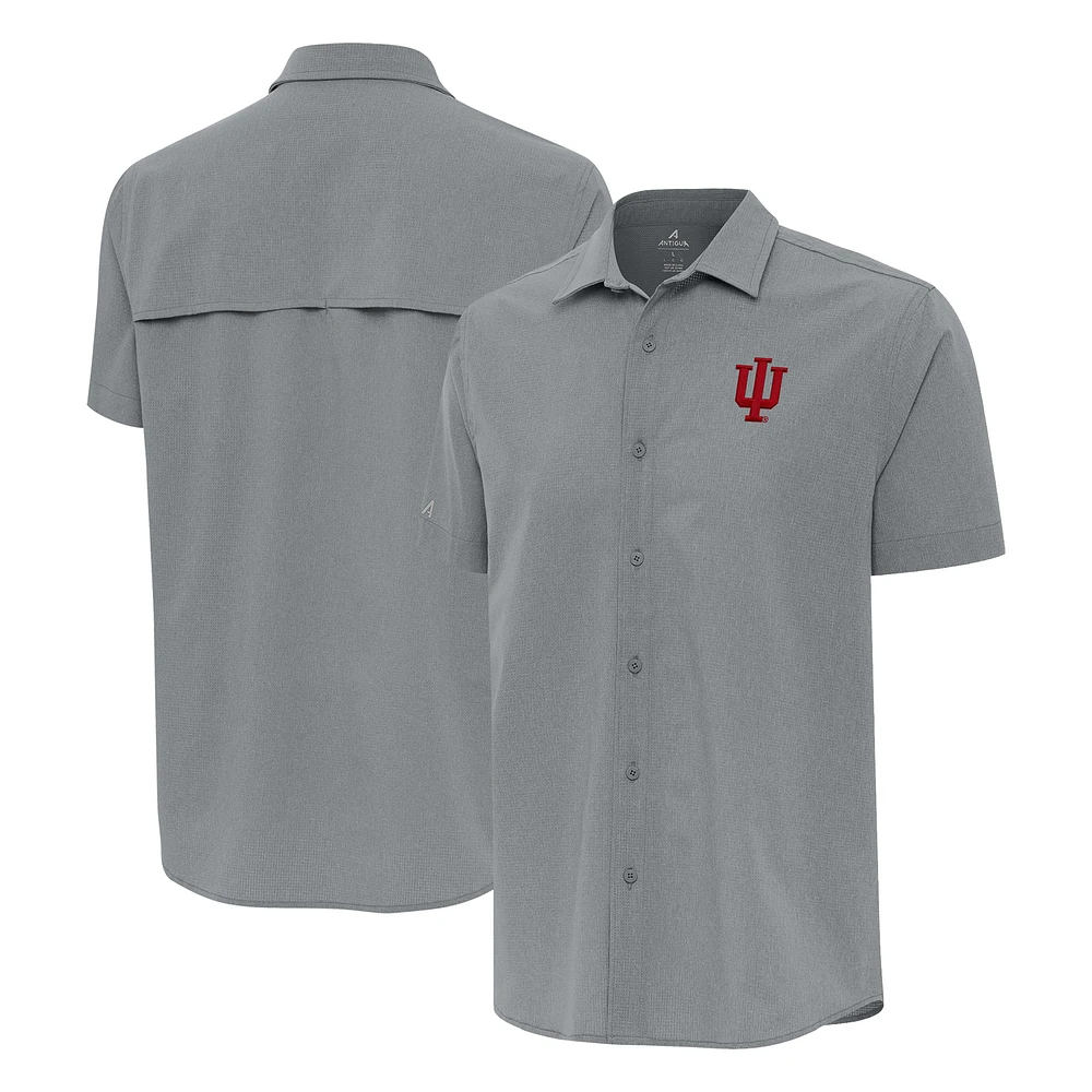 Men's Antigua Indiana Hoosiers Activate Woven Short Sleeve Button-Up Shirt