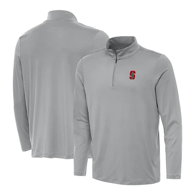 Men's Antigua Gray Stanford Cardinal Reprocess Quarter-Zip Top